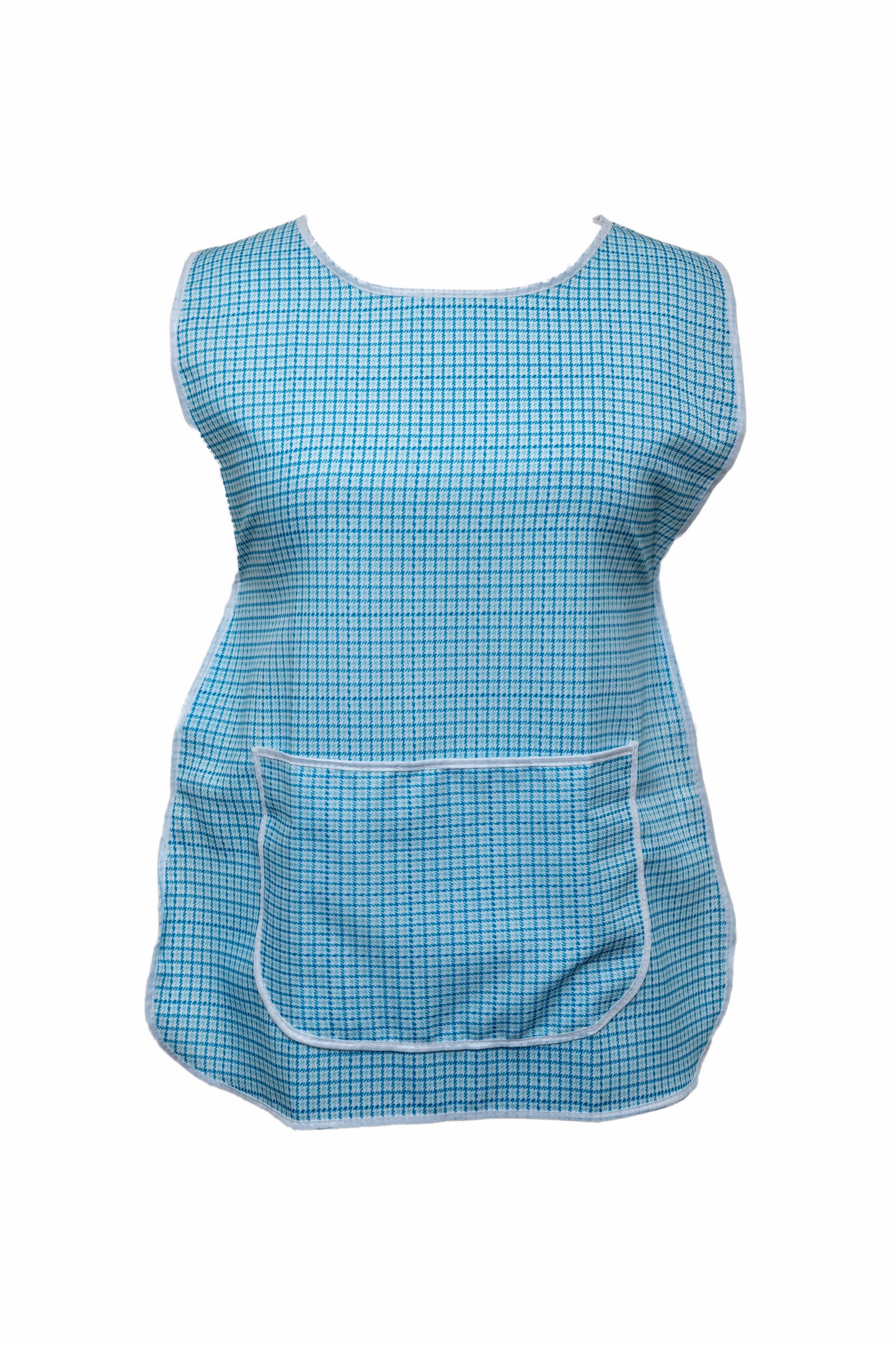 Tabard-Button Side-Over the Head-Check-Large Front Pocket-Blue/Blue