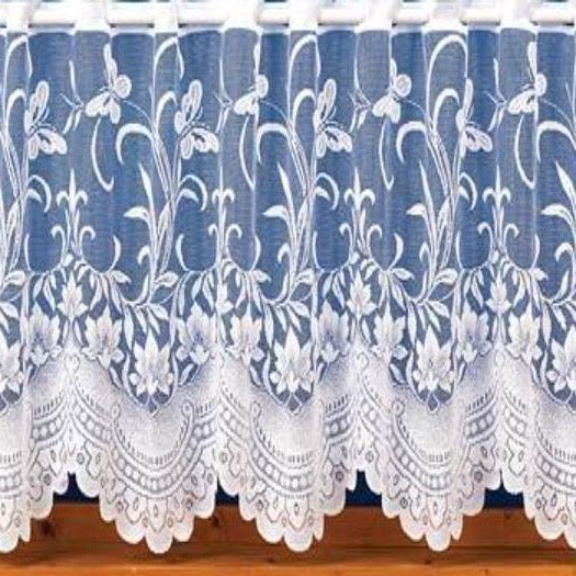 Butterfly Design-Cafe Net Curtain-18″, 24″ Drops-White Nets