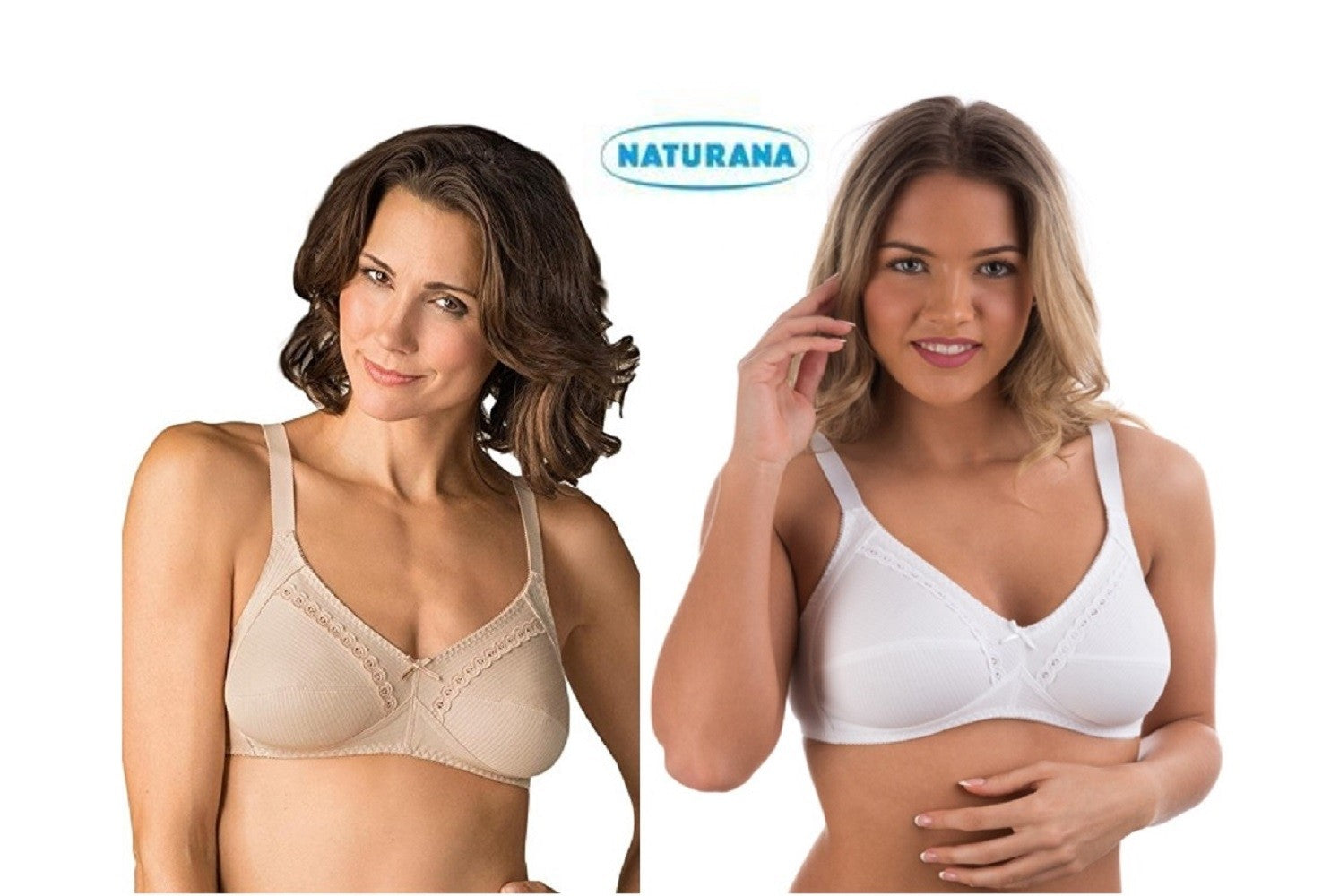 Naturana-Ladies Non-wired Bra-100% Soft Cotton-86545-Skin – Whites