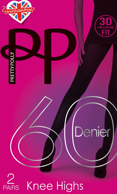 Pretty Polly-60 Denier Knee High-2 Pair Pack