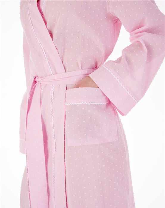 Slenderella-100% Cotton Dobby Dot Wrap/Robe HC77235-Pink