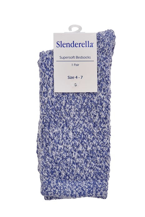 Slenderella Bed Socks-Textured Marl Effect-BS178-Blue