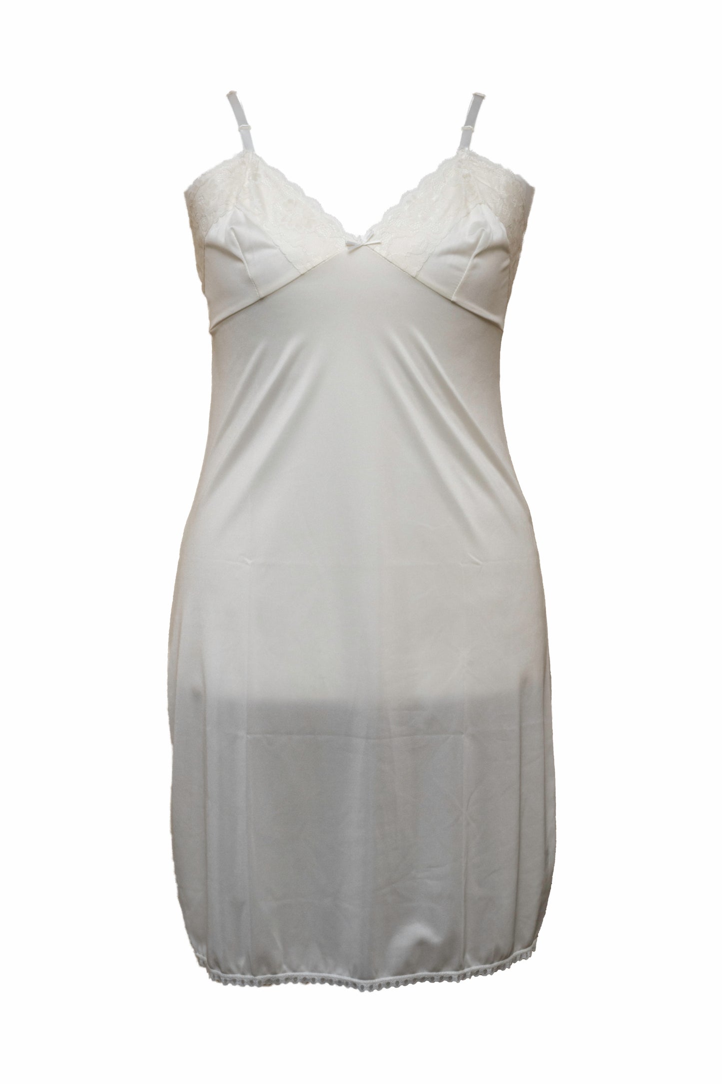 Ladies-Full Slip Petticoat-Ribbon Strap-White