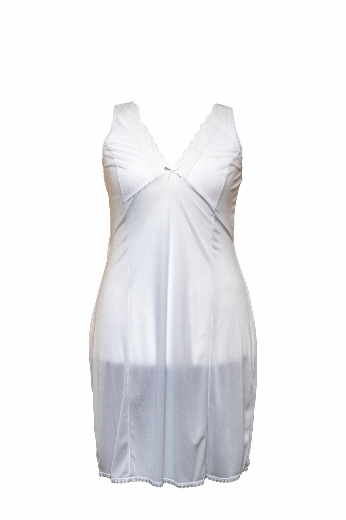 Ladies-Full Slip Petticoat-Built-up Shoulder Strap-White