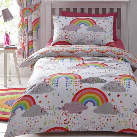 Kids Duvet Cover-Clouds and Rainbows