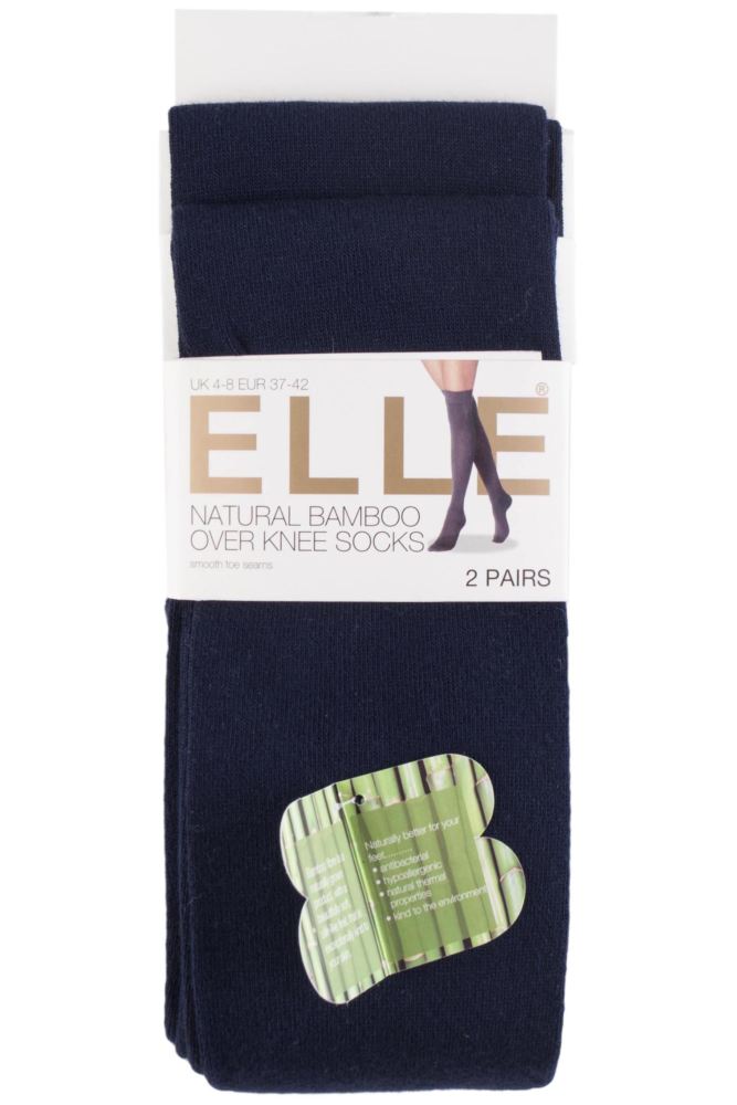Elle-Ladies Bamboo Over the Knee Socks-2 Pair Pack