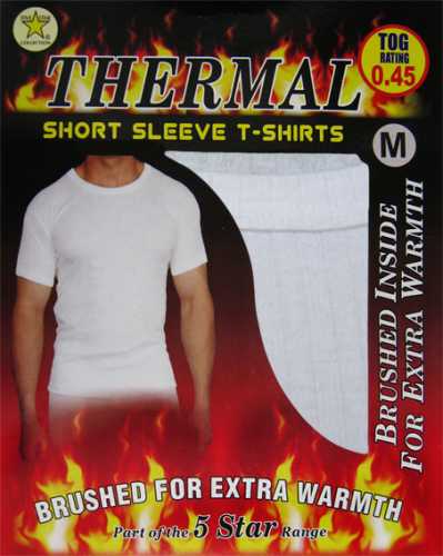 Mens-Short Sleeve Vest-Brushed Thermal
