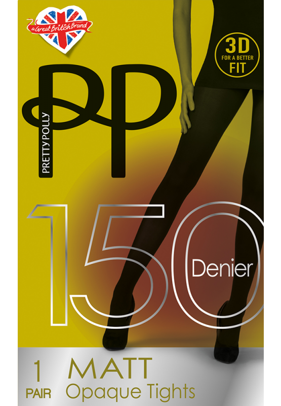 Pretty Polly-150 Denier-3D-Matt Opaque Tights-Black