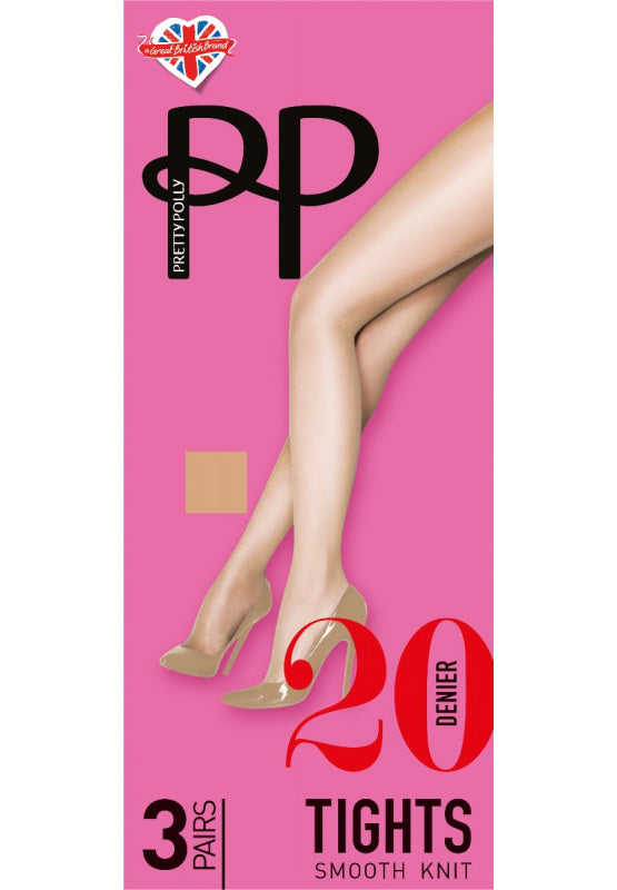 Pretty Polly-20 Denier-Ladies Smooth Knit Tights-3 Pair Pack