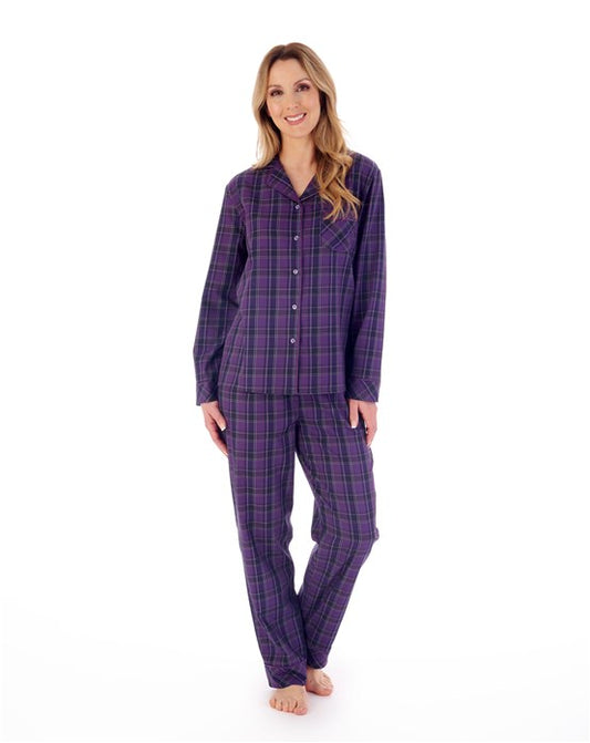 Slenderella-Woven Cotton Tailored Pyjamas-PJ02222